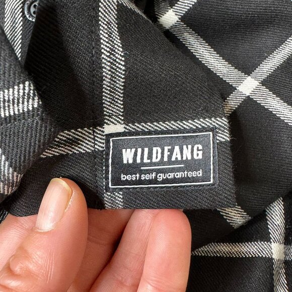 NWOT Wildfang Black The Essential Flannel Long Sleeve Cropped Button Up, Size 1X - Picture 4 of 6